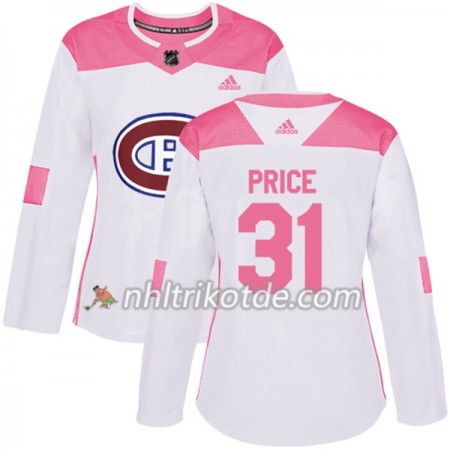 Montreal Canadiens Trikot Carey Price 31 Adidas 2017-2018 Weiß Pink Fashion Authentic - Dame